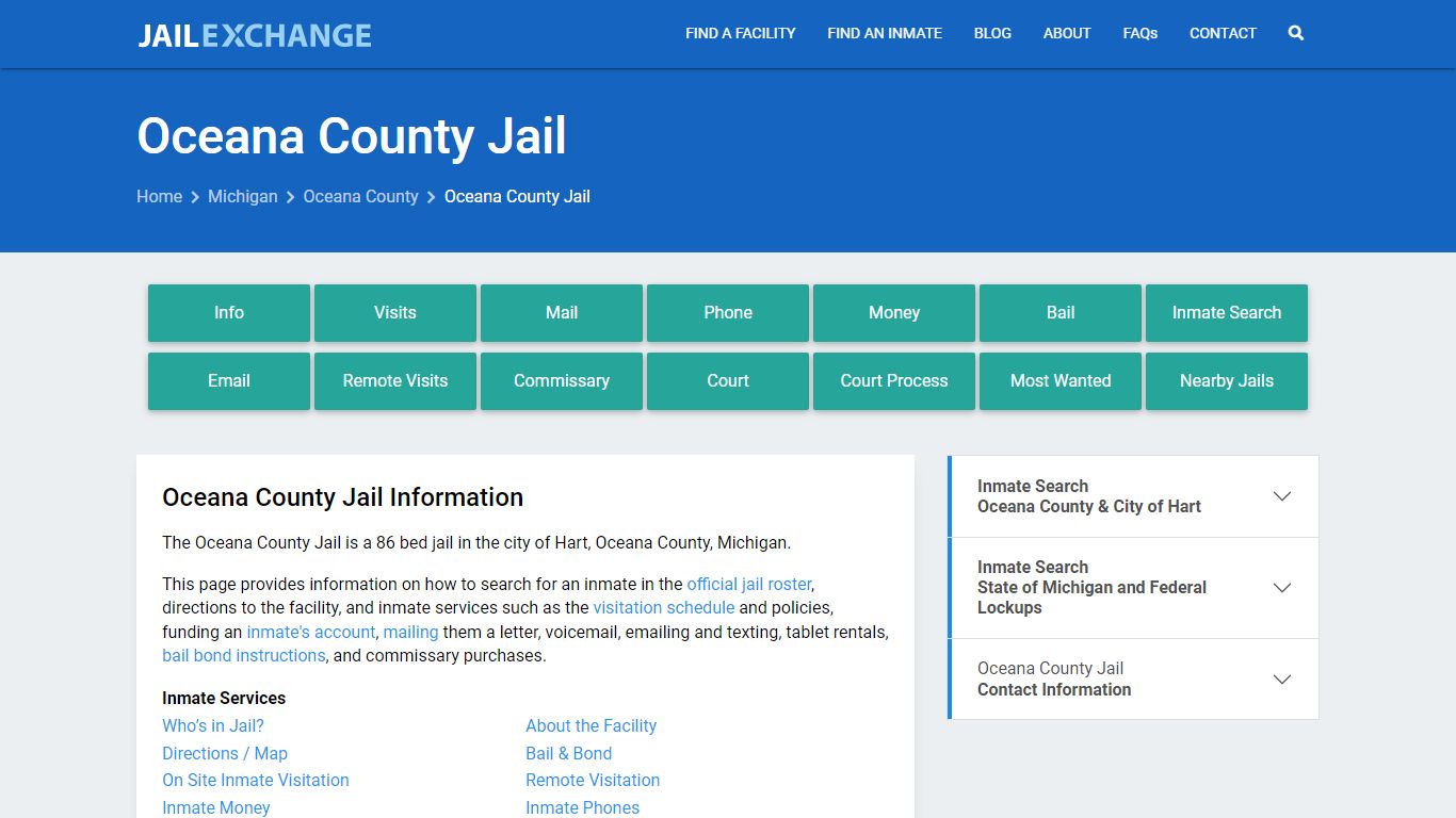 Oceana County Jail, MI Inmate Search, Information
