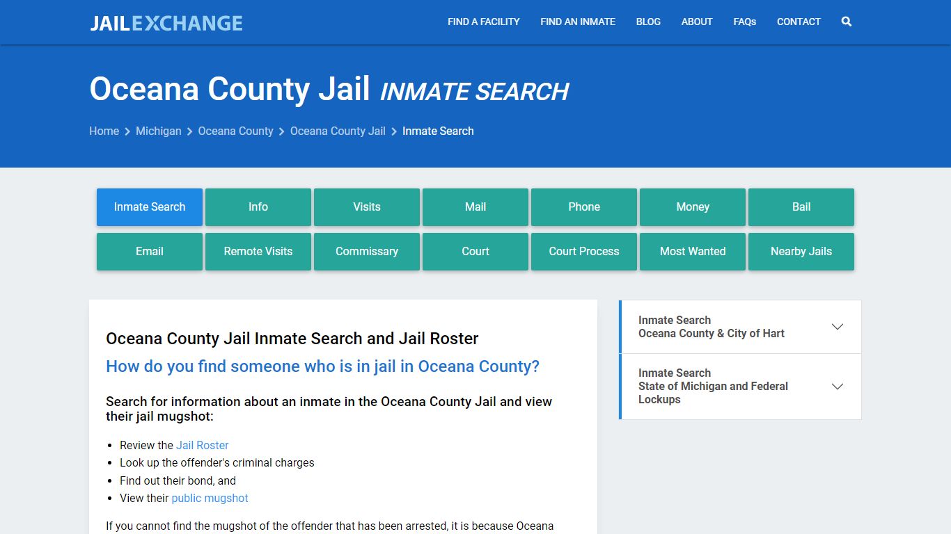 Inmate Search: Roster & Mugshots - Oceana County Jail, MI